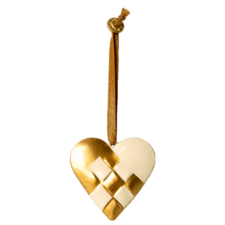 Metal ophæng flettet hjerte guld